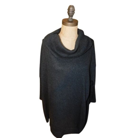 Chico's Size L Large (2) Charcoal Cowl Neck  Sweater Knit Top - Picture 1 of 2